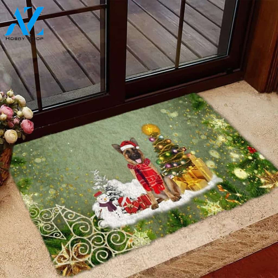 German Shepherd Merry Christmas Doormat