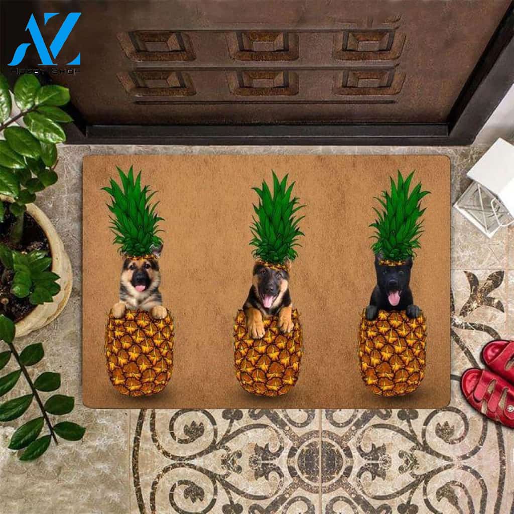 German Shepherd Pineapple Easy Clean Welcome DoorMat | Felt And Rubber | DO3262