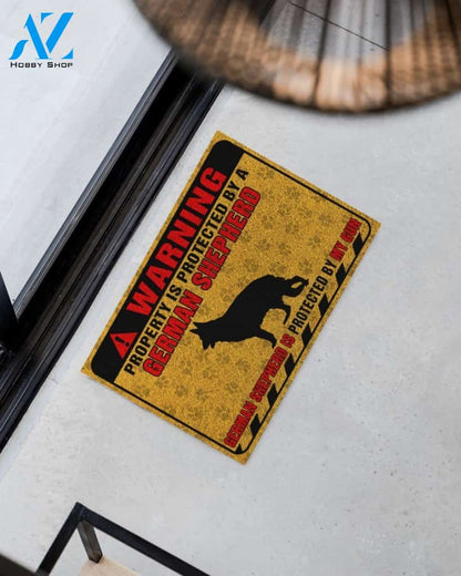German Shepherd Property is protected Doormat LV | Welcome Mat | House Warming Gift