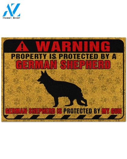 German Shepherd Property is protected Doormat LV | Welcome Mat | House Warming Gift