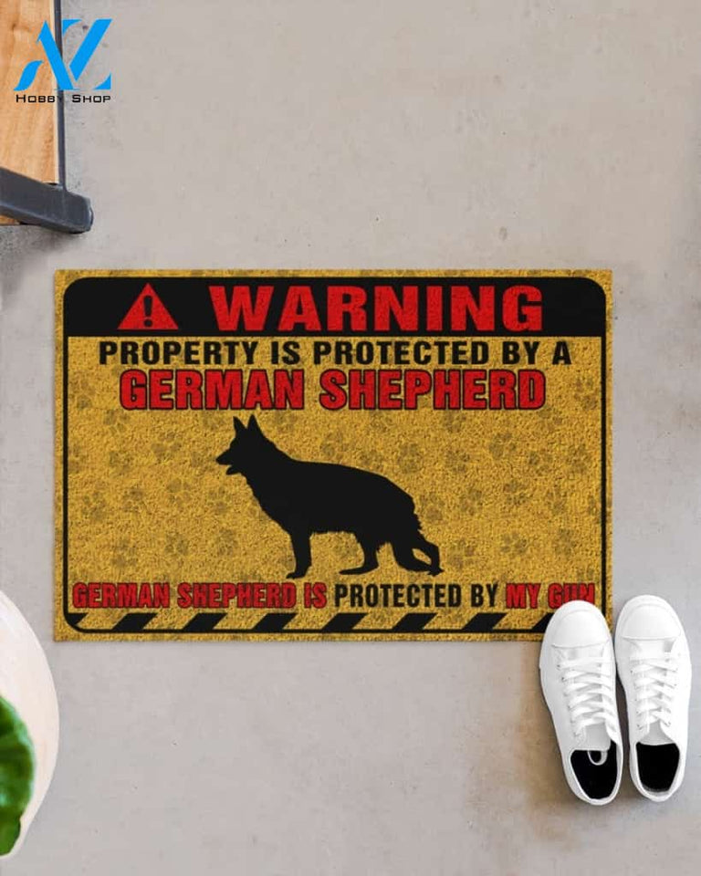 German Shepherd Property Is Protected Funny Indoor And Outdoor Doormat Warm House Gift Welcome Mat Gift For Dog Lovers