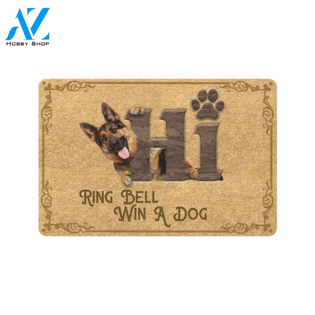 German Shepherd Ring Bell Win A Dog Doormat Indoor And Outdoor Mat Entrance Rug Sweet Home Decor Housewarming Gift Gift For Friend Family Stem Feminist