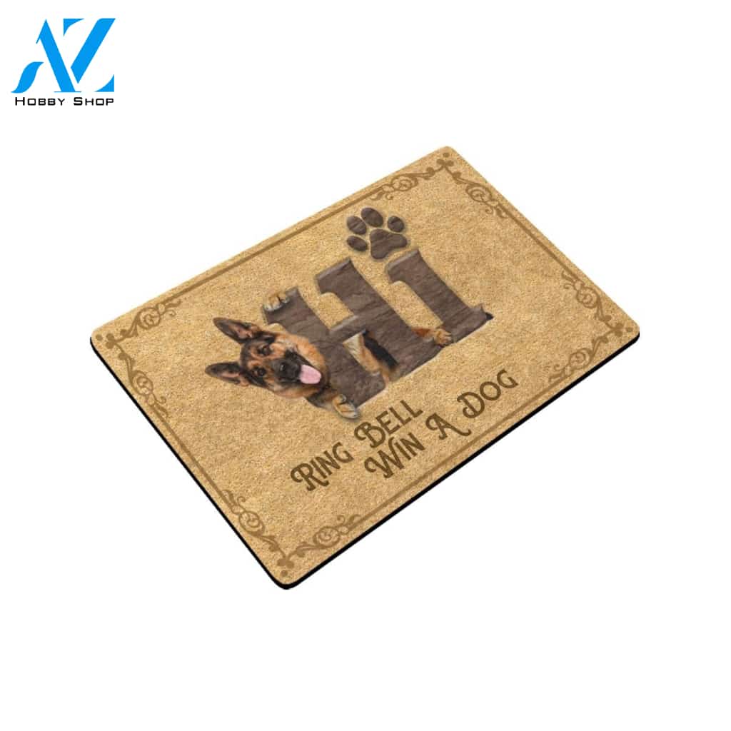 German Shepherd Ring Bell Win A Dog Doormat Indoor And Outdoor Mat Entrance Rug Sweet Home Decor Housewarming Gift Gift For Friend Family Stem Feminist