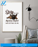 German Shepherd Sitting On Me funny poster