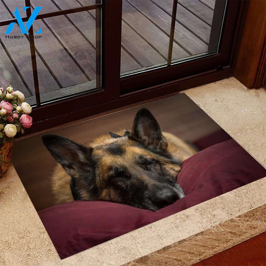 German Shepherd Sleeping - Dog Doormat - Welcome Mat - Home Decor