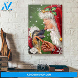 German Shepherd Smile With Santa Christmas Canvas Wall Art