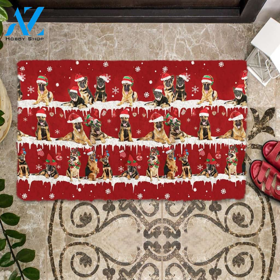 German Shepherd Snow Merry Christmas Doormat