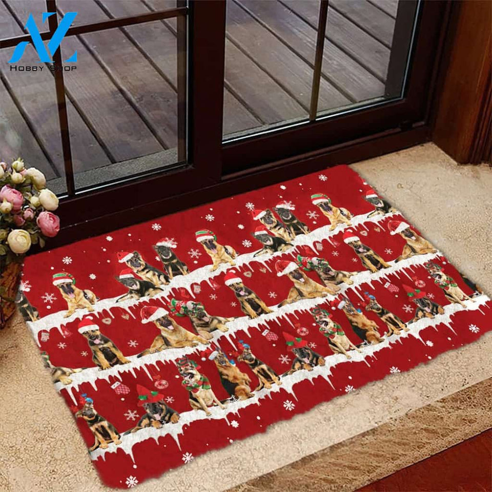 German Shepherd Snow Merry Christmas Doormat