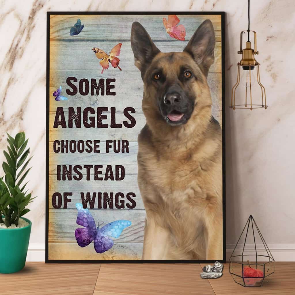 German Shepherd Some Angels Choose Fur Instead Of Wings Paper Poster No Frame Matte Canvas Wall Decor