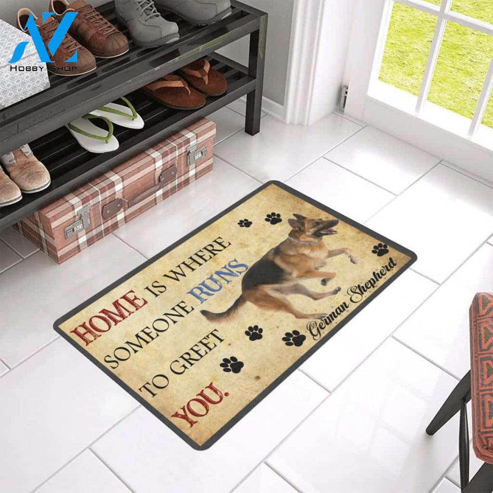 German Shepherd Someone Runs To Greet You Doormat Indoor And Outdoor Mat Entrance Rug Sweet Home Decor Housewarming Gift Gift For Friend Family Stem Feminist