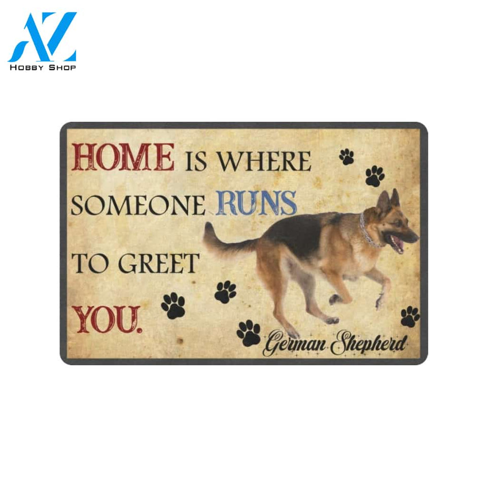 German Shepherd Someone Runs To Greet You Doormat Indoor And Outdoor Mat Entrance Rug Sweet Home Decor Housewarming Gift Gift For Friend Family Stem Feminist