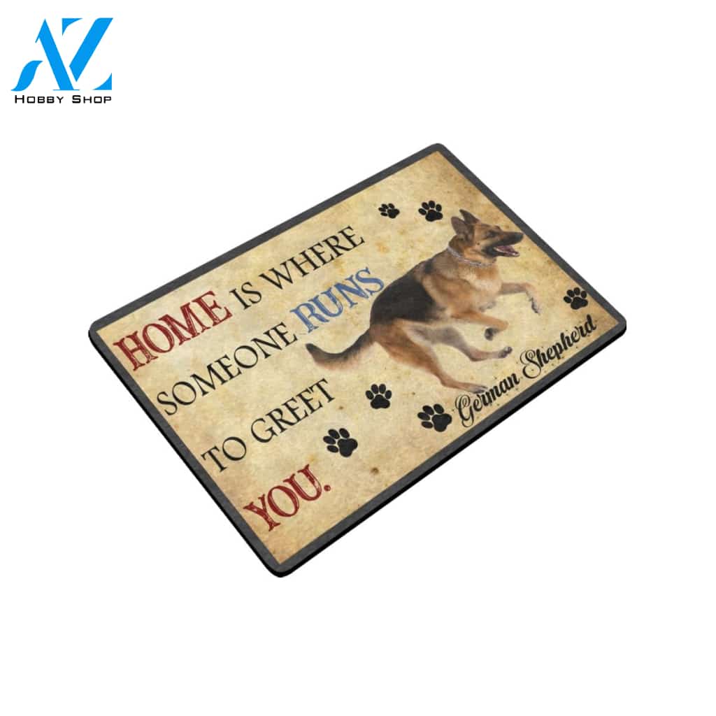 German Shepherd Someone Runs To Greet You Doormat Indoor And Outdoor Mat Entrance Rug Sweet Home Decor Housewarming Gift Gift For Friend Family Stem Feminist