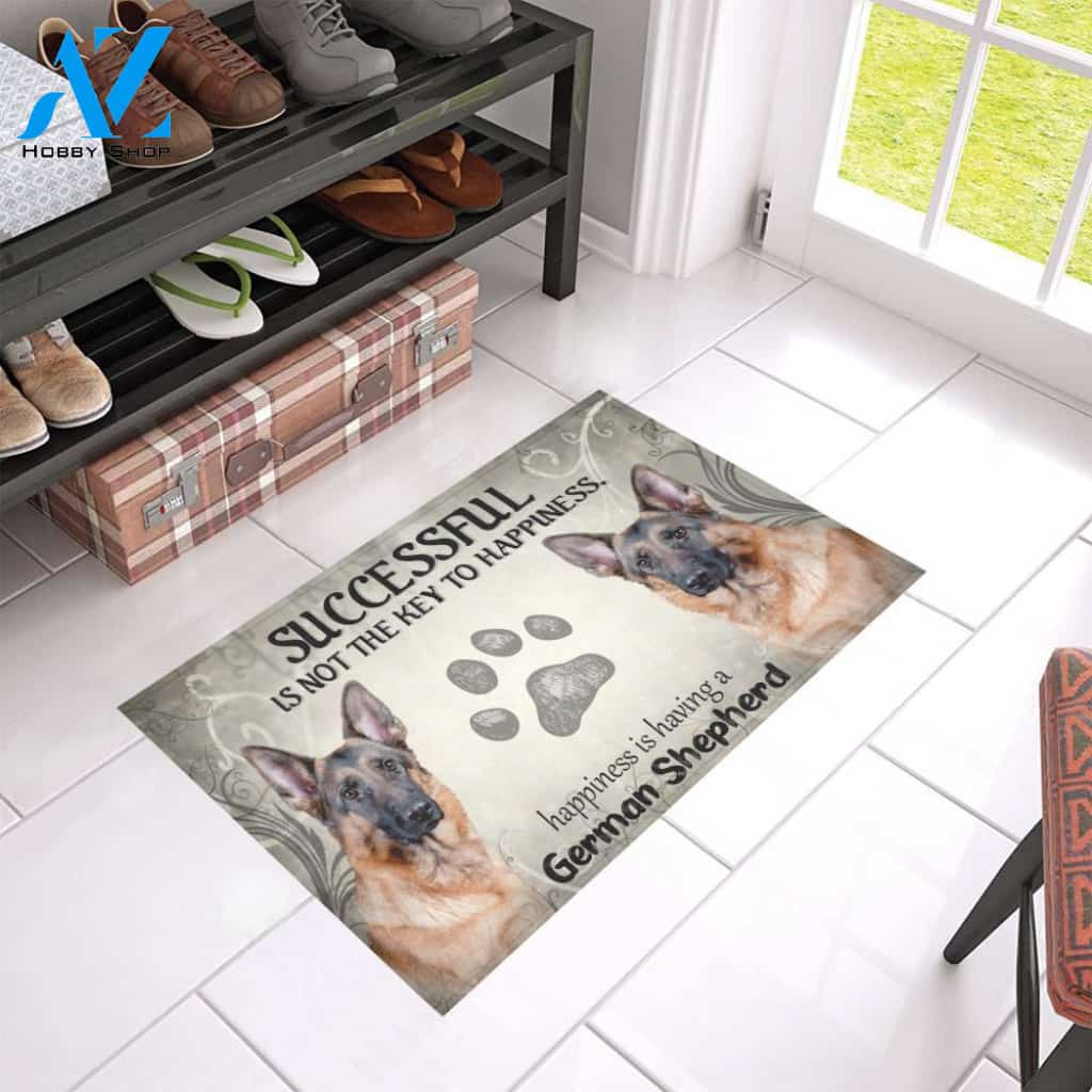 German Shepherd Successful Is Not The Key To Happiness Doormat Indoor And Outdoor Mat Entrance Rug Sweet Home Decor Housewarming Gift Gift For Friend Family Stem Feminist