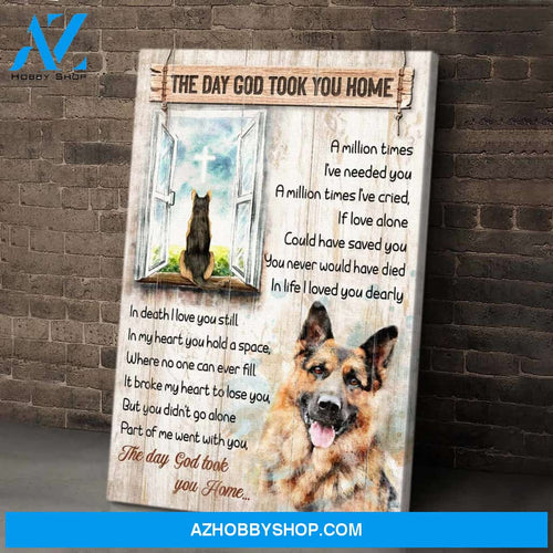 German Shepherd - The day God took you home - Jesus Portrait Canvas Prints, Wall Art