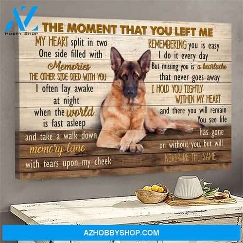 German Shepherd - The moment you left me Dog Landscape Canvas Prints, Wall Art