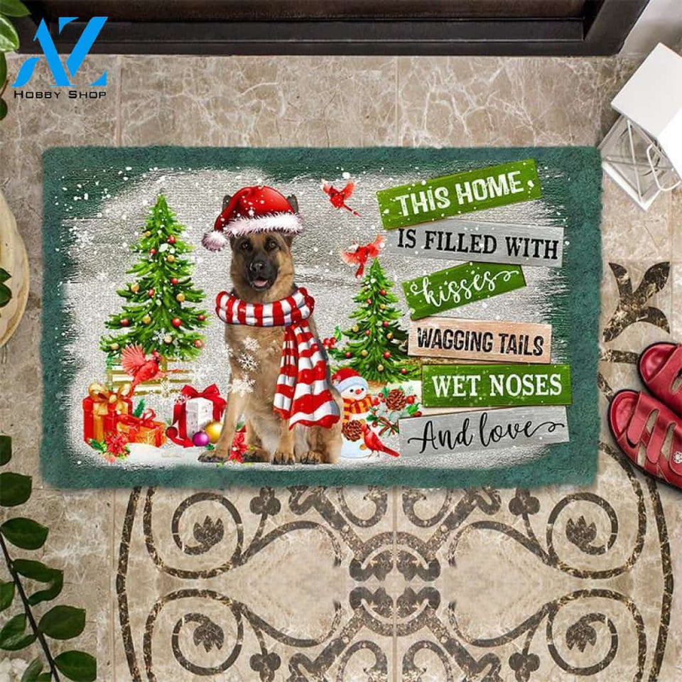 German Shepherd This Home Is Filled With Kisses Christmas Dog Doormat