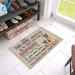 German Shepherd This Home Protected Doormat | Welcome Mat | House Warming Gift