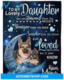 German Shepherd To My Lovely Daughter Fleece Blanket, Gift for German Shepherd Lovers Gift For Family Friend Birthday Home Decor Bedding Couch Sofa Soft And Comfy Cozy