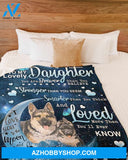 German Shepherd To My Lovely Daughter Fleece Blanket, Gift for German Shepherd Lovers Gift For Family Friend Birthday Home Decor Bedding Couch Sofa Soft And Comfy Cozy