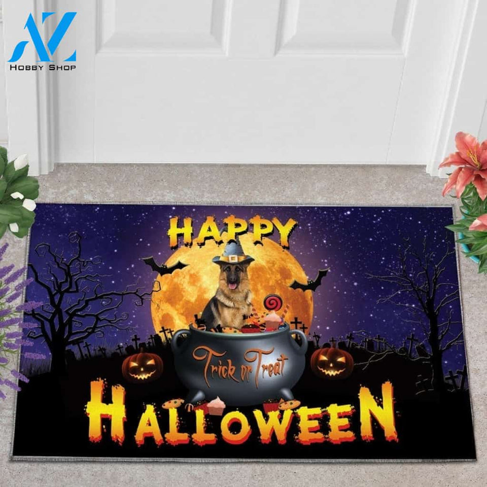 German Shepherd Trick Or Treat Happy Halloween Welcome Funny Doormat Gift For Dog Lovers Home Decor Warm House Gift Welcome Mat Halloween Decor