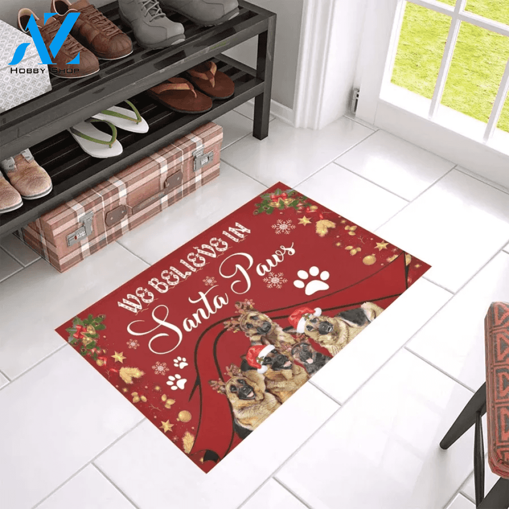 German Shepherd We Believe In Santa Paws Doormat