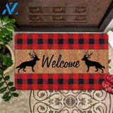 German Shepherd Welcome Merry Christmas Buffalo Plaid Doormat Gift For Dog Lovers Birthday Gift Home Decor Warm House Gift Welcome Mat