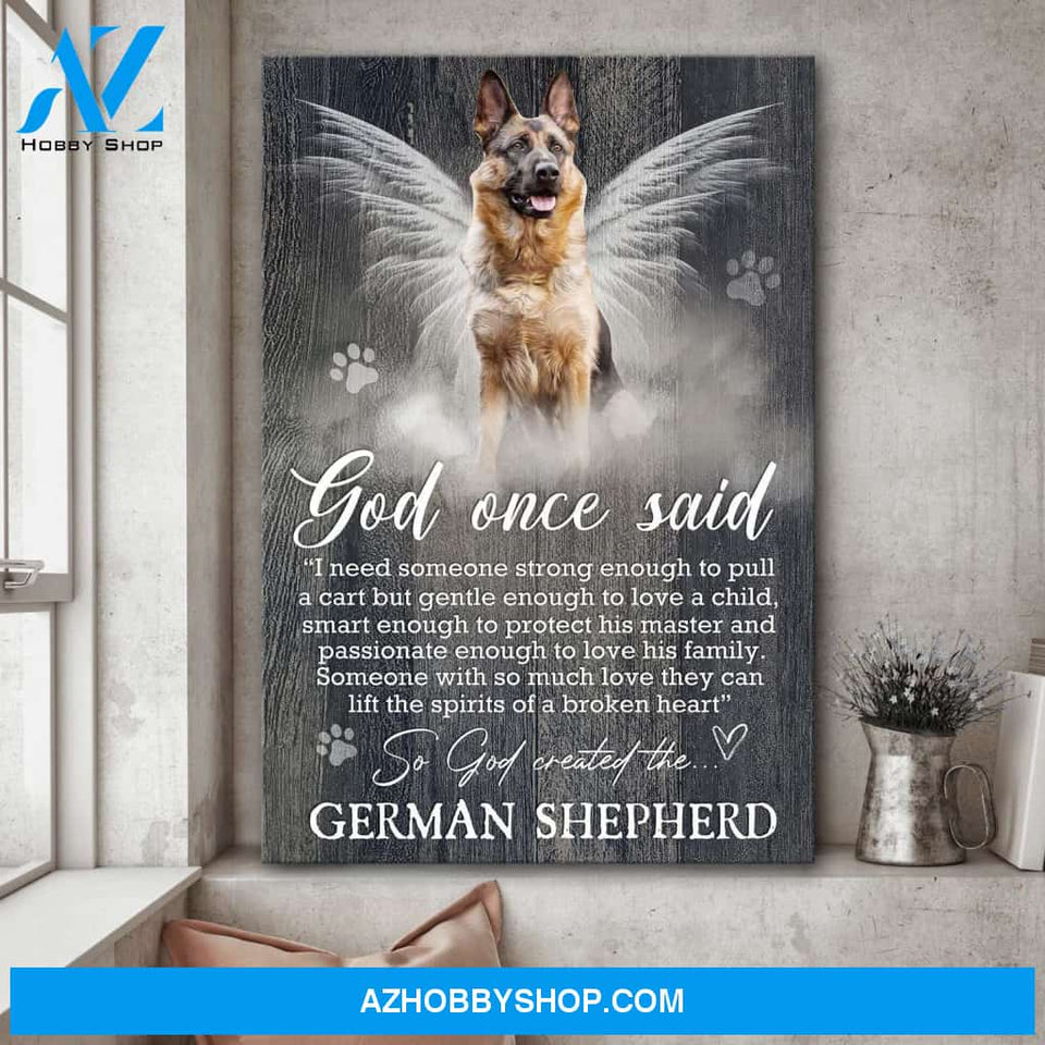 German Shepherd with beautiful wings - God once said German Shepherd Portrait Canvas Prints, Wall Art
