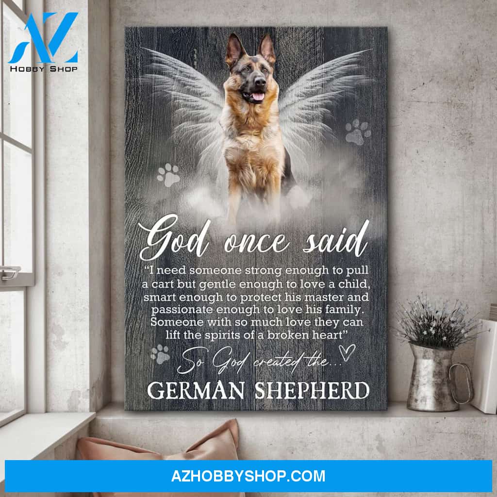 German Shepherd with beautiful wings - God once said German Shepherd Portrait Canvas Prints, Wall Art