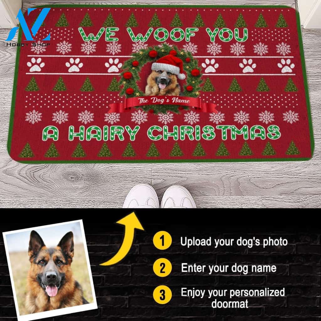 German Shepherd Woof You A Harry Christmas Doormat - Welcome Mat - Home Decor - Christmas Gifts