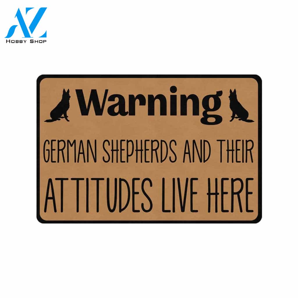 German Shepherds and Their Attitudes Live Here Doormat 23.6"x15.7" | Welcome Mat | House Warming Gift