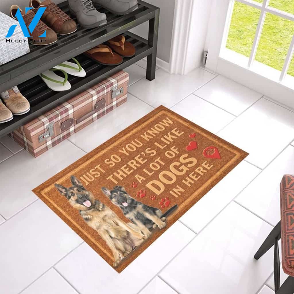 German Shepherds In Here Printed Doormat Home Decor Gift For Dog Lovers