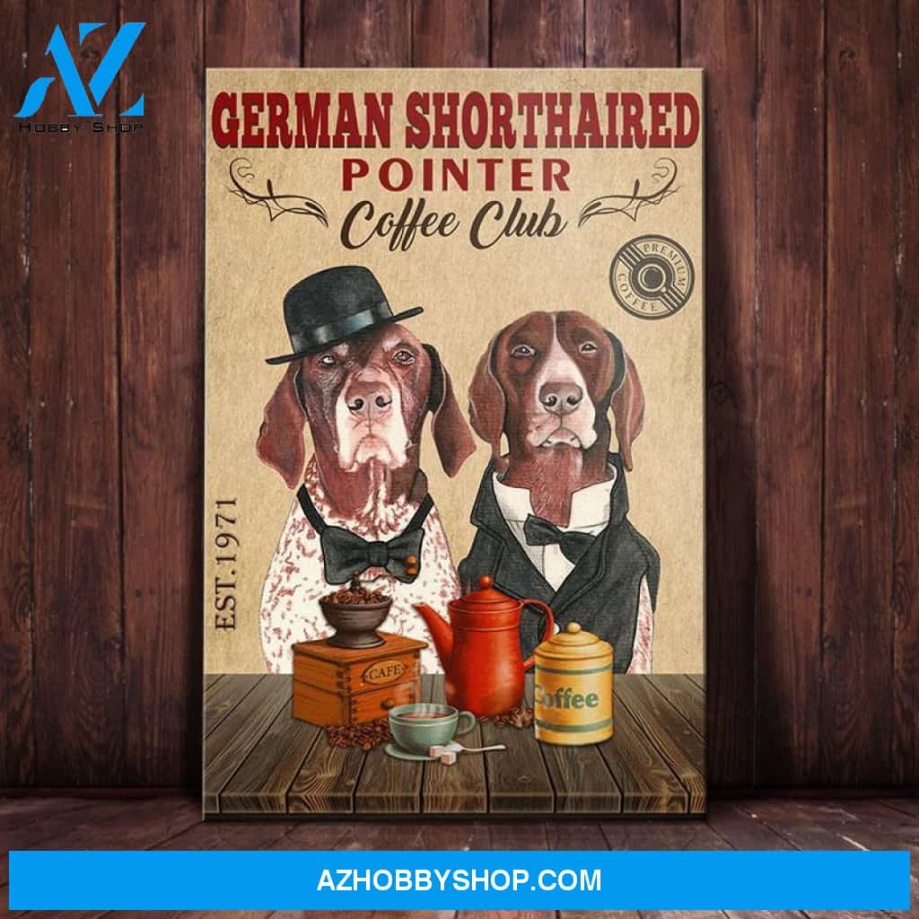 German Shorthaired Pointer Dog Coffee Club Canvas Wall Art, Wall Decor Visual Art