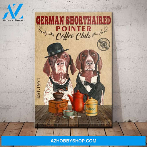 German Shorthaired Pointer Dog Coffee Club Canvas Wall Art, Wall Decor Visual Art