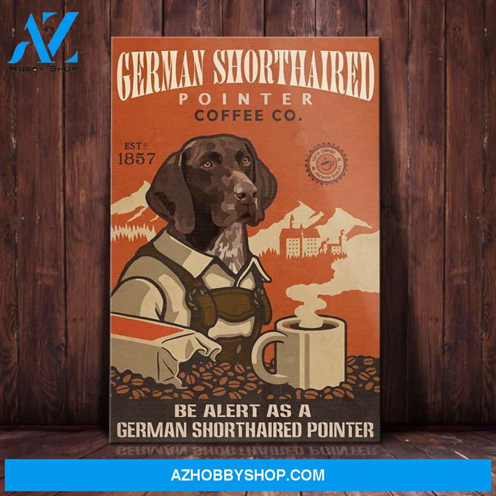 German Shorthaired Pointer Dog Coffee Company Canvas Wall Art, Wall Decor Visual Art