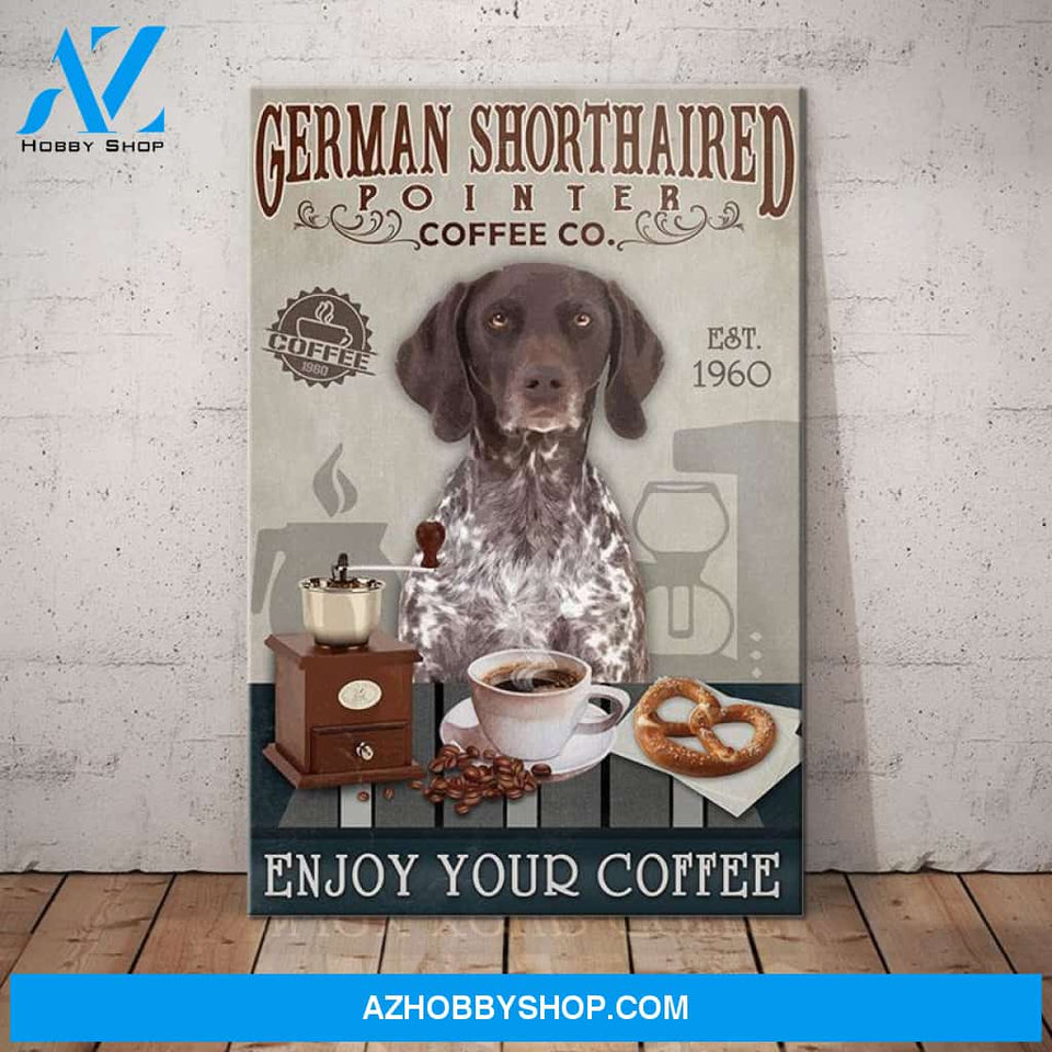 German Shorthaired Pointer Dog Coffee Company Canvas Wall Art, Wall Decor Visual Art