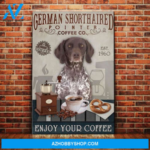 German Shorthaired Pointer Dog Coffee Company Canvas Wall Art, Wall Decor Visual Art