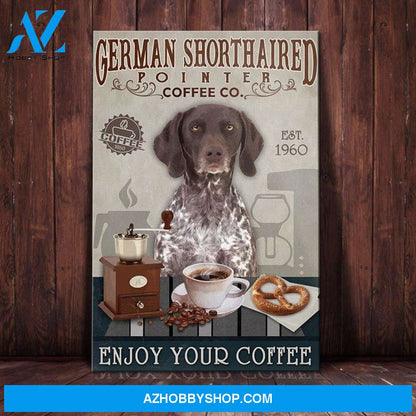 German Shorthaired Pointer Dog Coffee Company Canvas Wall Art, Wall Decor Visual Art