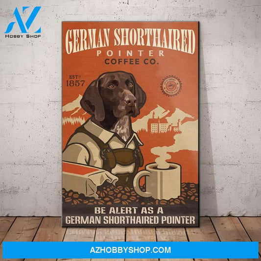 German Shorthaired Pointer Dog Coffee Company Canvas Wall Art, Wall Decor Visual Art