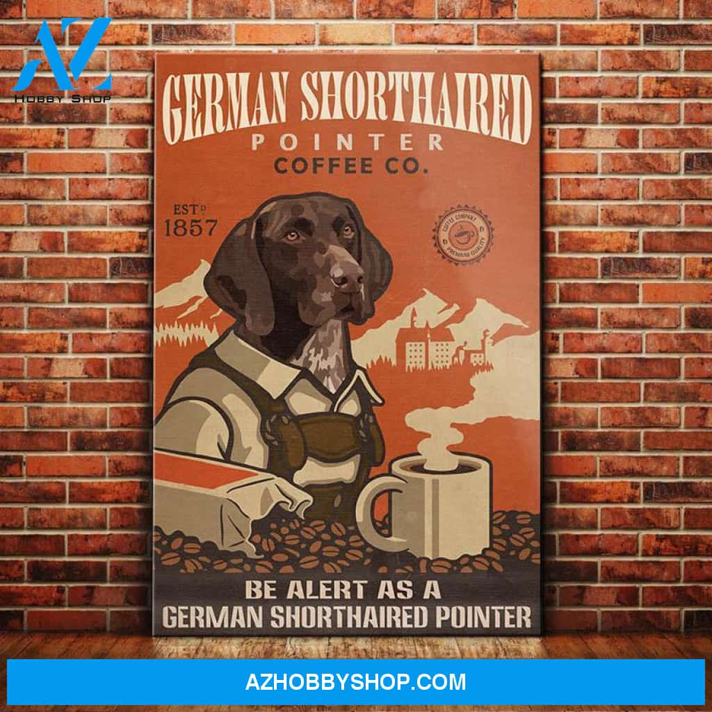 German Shorthaired Pointer Dog Coffee Company Canvas Wall Art, Wall Decor Visual Art
