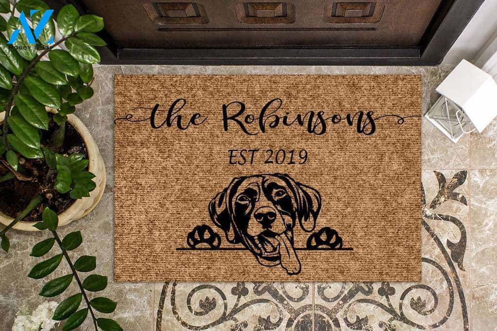 German Shorthaired Pointer Dog Funny Dog Custom Name & Year Doormat | Welcome Mat | House Warming Gift