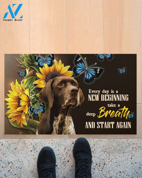 German Shorthaired Pointer Sunflower Every Day Is A New Beginning Indoor And Outdoor Doormat Gift For Dog Lovers Birthday Gift Decor Warm House Gift Welcome Mat