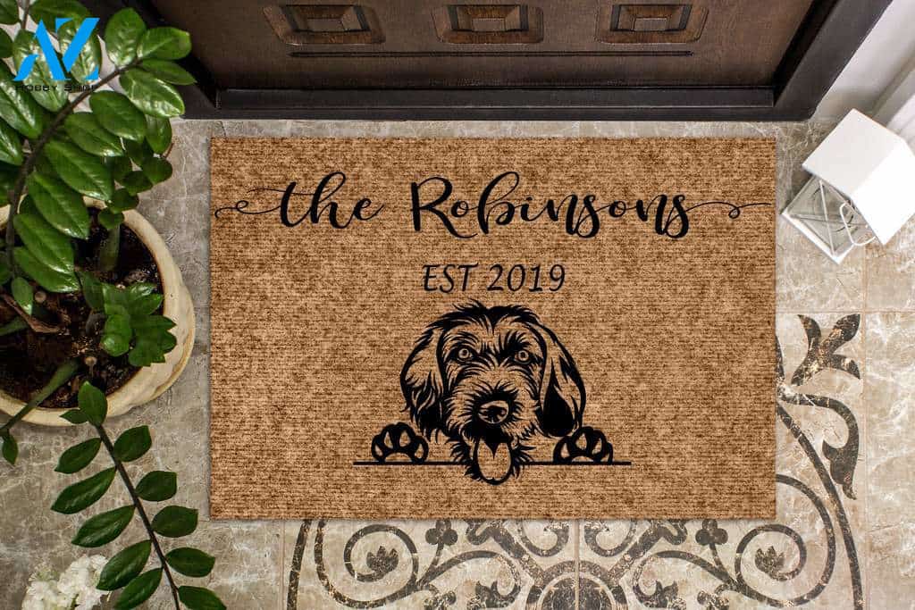 German Wirehaired Pointer Dog Funny Dog Custom Name & Year Doormat