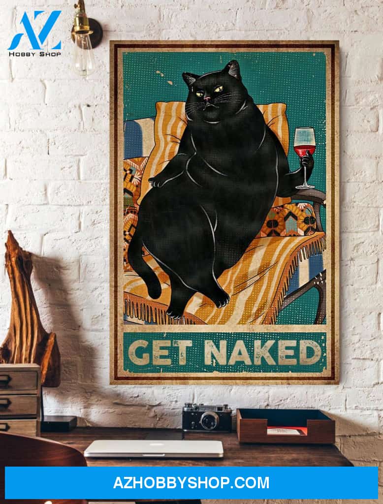 Get Naked Cat Canvas And Poster, Wall Decor Visual Art