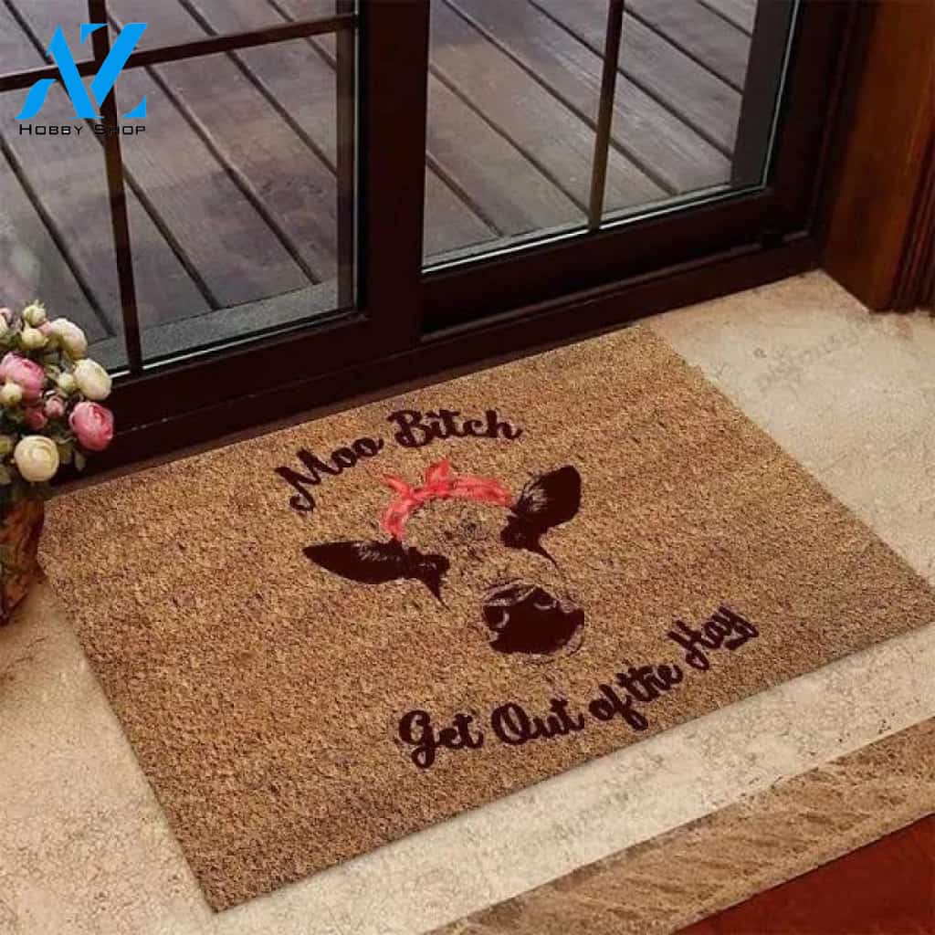 Get out of the hay Cow Doormat | Welcome Mat
