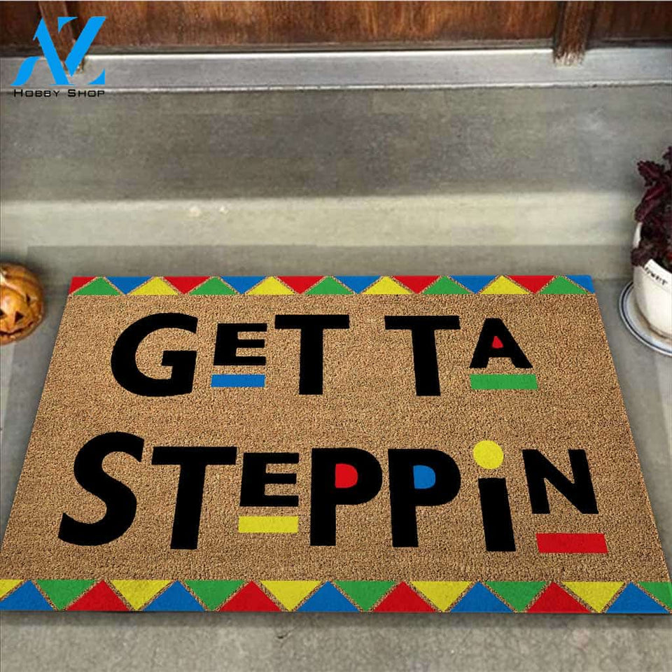 Get Ta Steppin - African American Coir Pattern Print Doormat