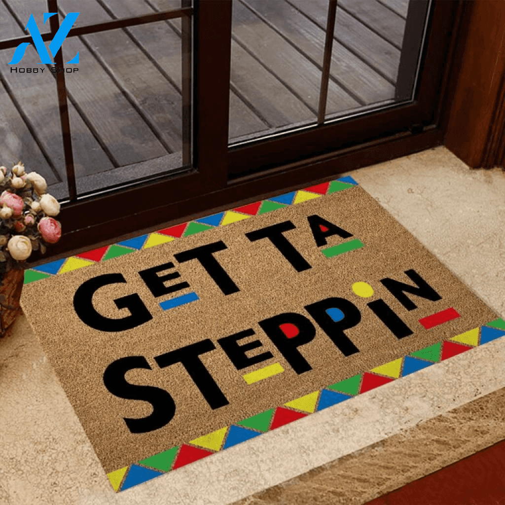 Get Ta Steppin African American Coir Pattern Print Doormat | Welcome Mat | House Warming Gift