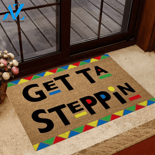 Get Ta Steppin African American Coir Pattern Print Doormat | Welcome Mat | House Warming Gift