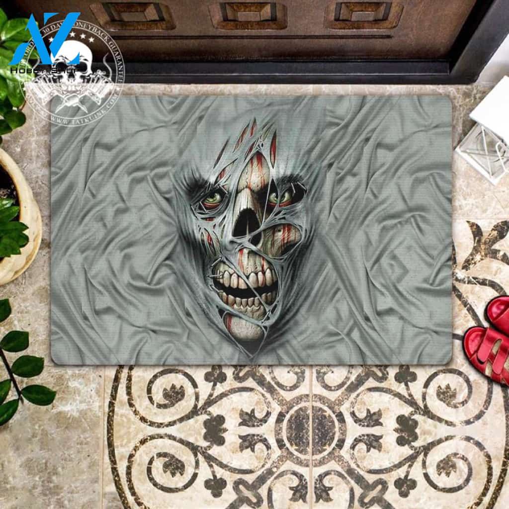 Ghost Inside Skull Doormat