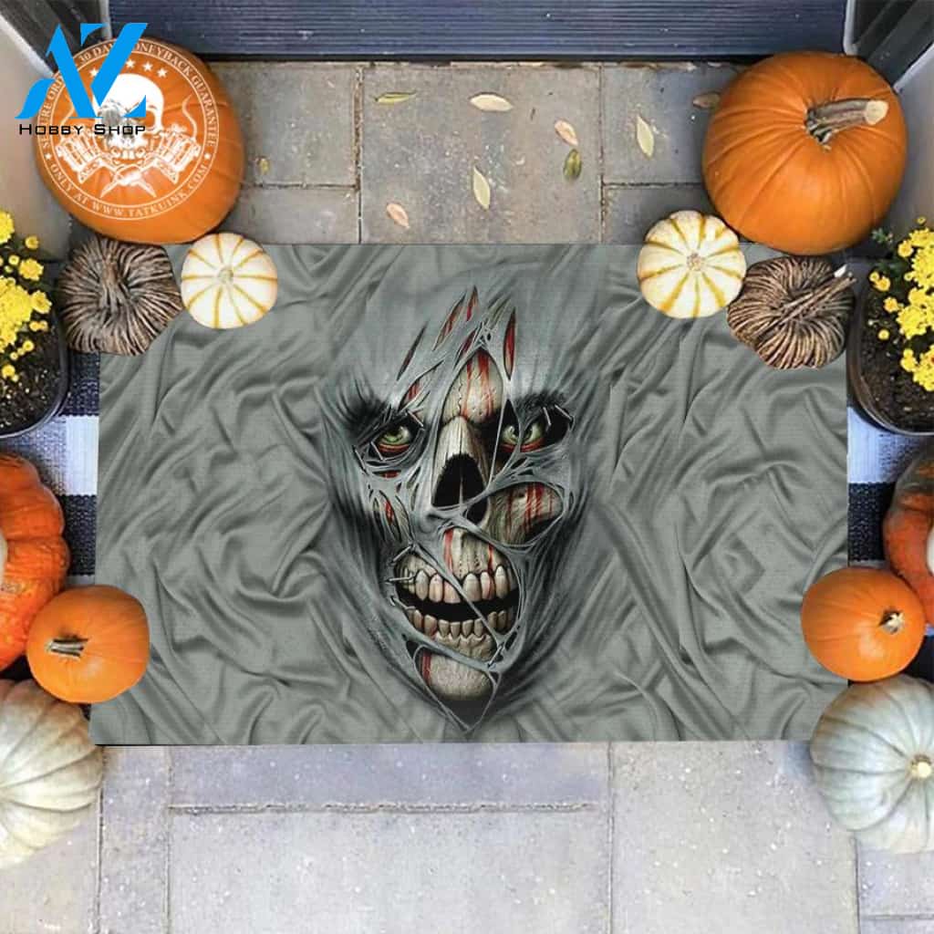 Ghost Inside Skull Doormat
