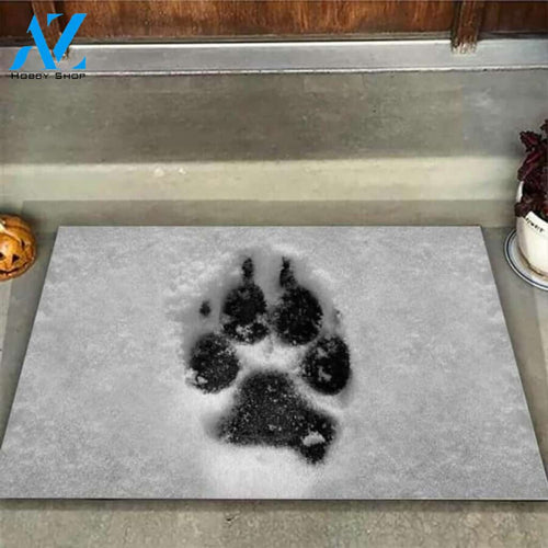 Giant Paw In The Snow Dog Doormat